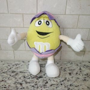 Vintage Yellow M&M Easter Egg Poseable Plush 9" tall M&M Candy